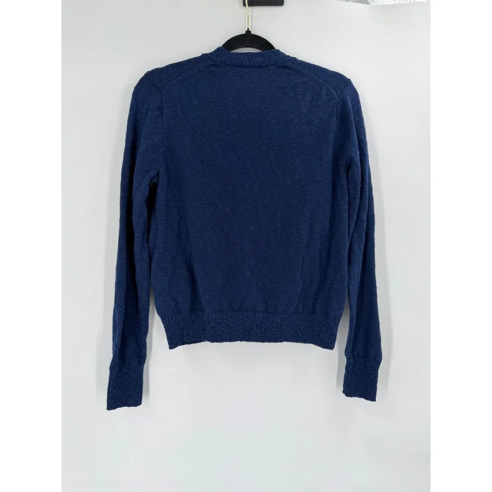 J.Crew Cardigan Sweater Women M Blue V-Neck Button Front AB050 Preppy Classic‎